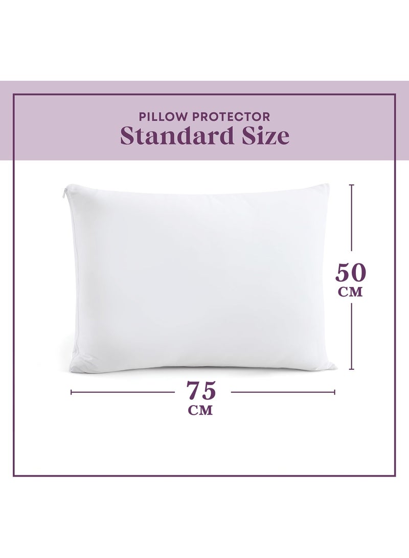 إي وورلد طقم غطاء وسادة 2 قطعة من القطن 100٪ | أبيض سادة | جودة فندقية وراحة عالية | 50×75 سم، 180 TC - Image 3